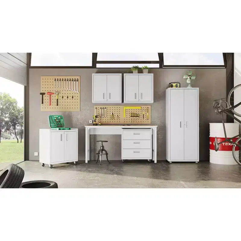 Lot de 2 armoires de garage flottantes blanches