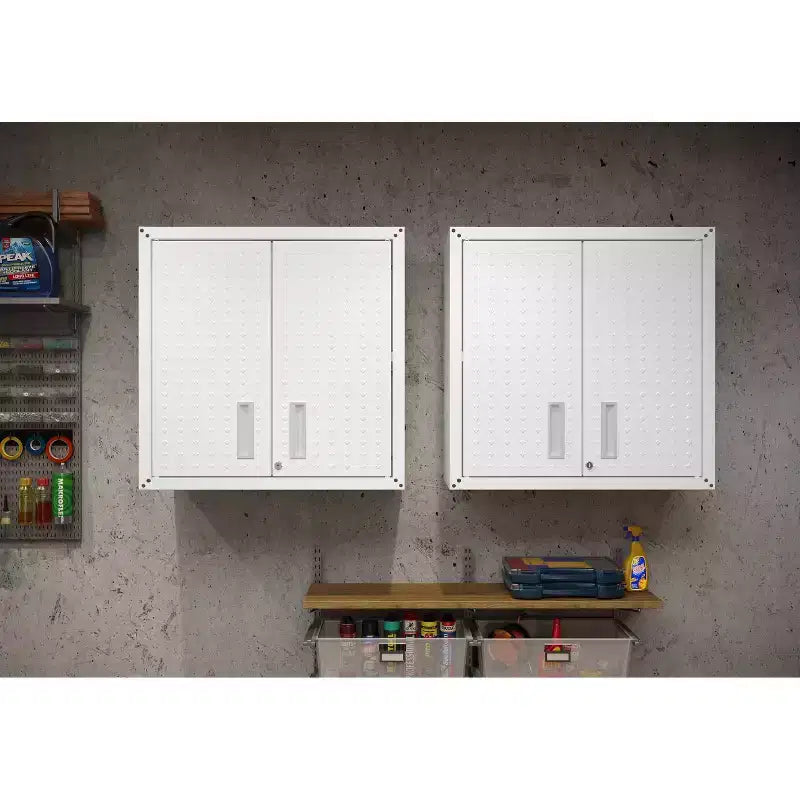 Lot de 2 armoires de garage flottantes blanches