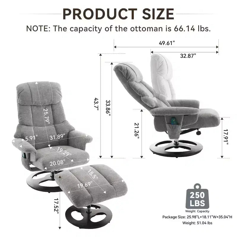 Fauteuil inclinable moderne réglable en chenille avec fonction pivotante