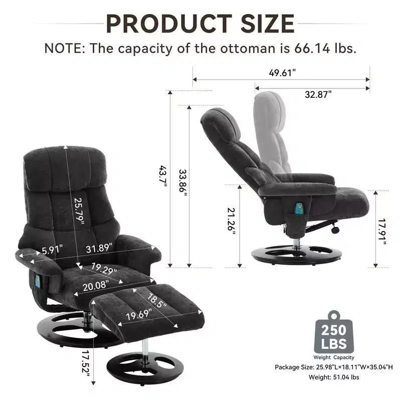 Fauteuil inclinable moderne réglable en chenille avec fonction pivotante