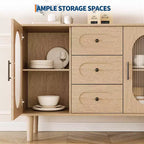 Buffet de rangement avec 2 portes en verre cannelé et 3 tiroirs