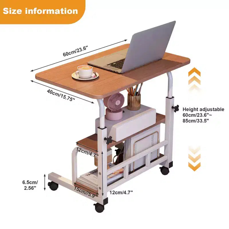 Bureau roulant portable, bureau d'ordinateur mobile, petit bureau debout