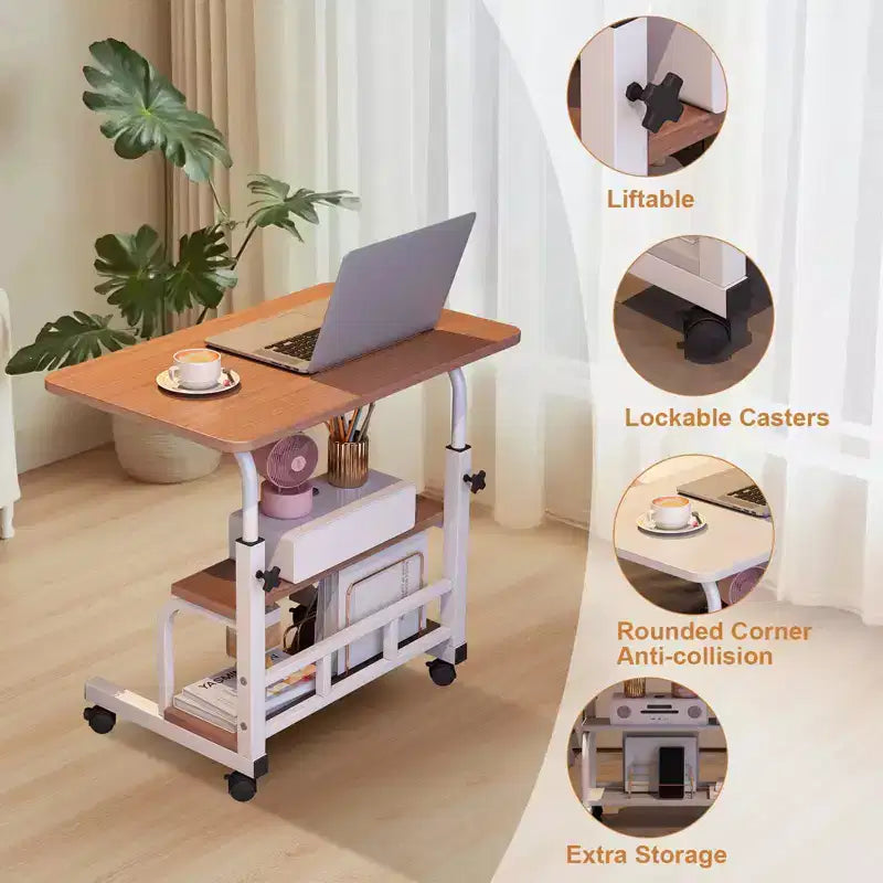 Bureau roulant portable, bureau d'ordinateur mobile, petit bureau debout