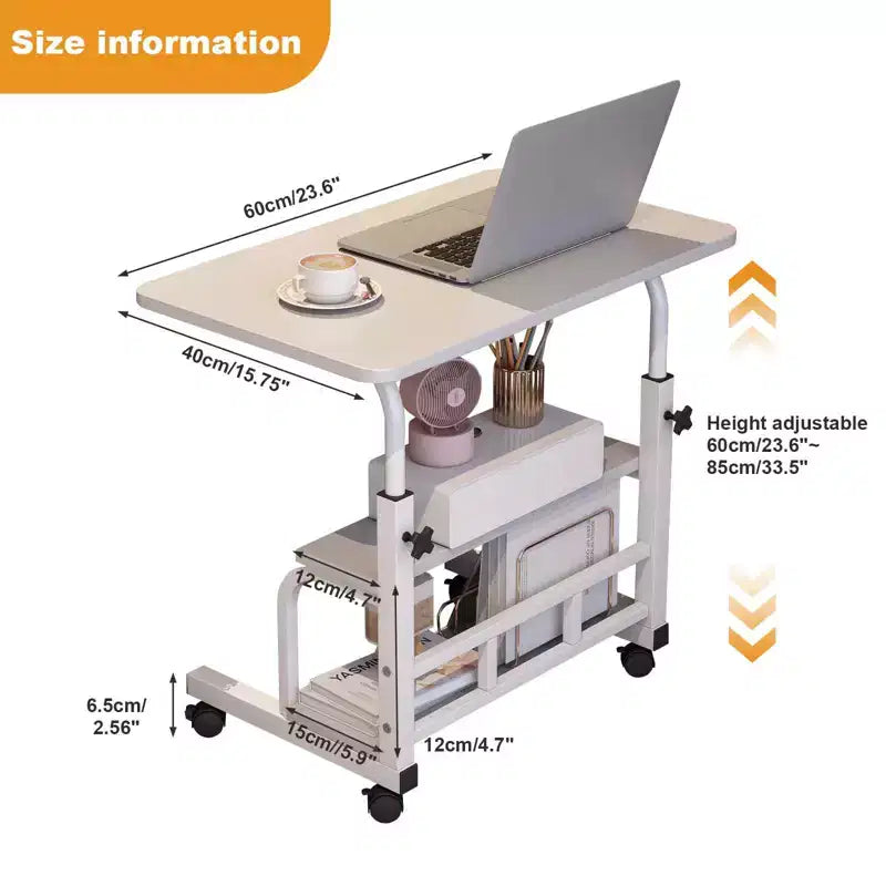 Bureau roulant portable, bureau d'ordinateur mobile, petit bureau debout