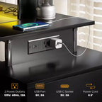 Bureau d'ordinateur avec rangement, table d'ordinateur avec prises de courant et lumières LED
