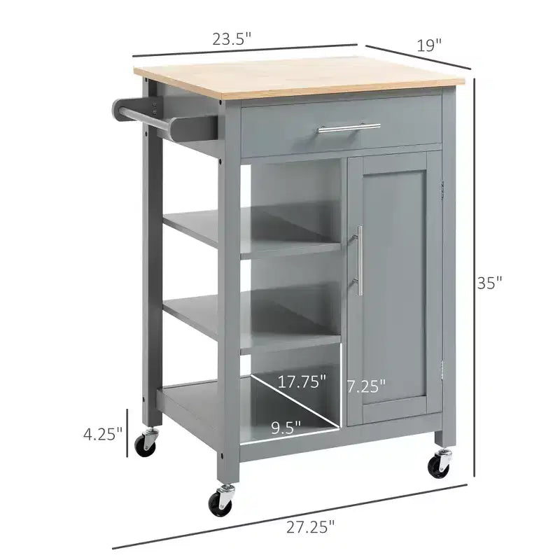 Desserte de cuisine à roulettes, îlot de cuisine roulant avec étagère de rangement