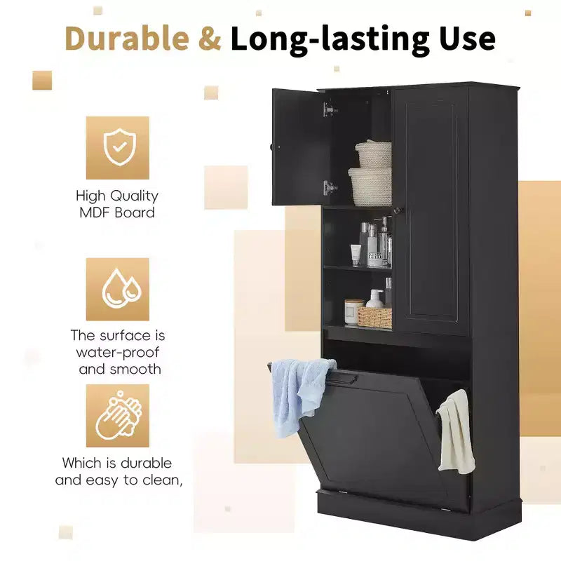 Meuble de Rangement Haut Étagères Réglables Panier Basculant MDF