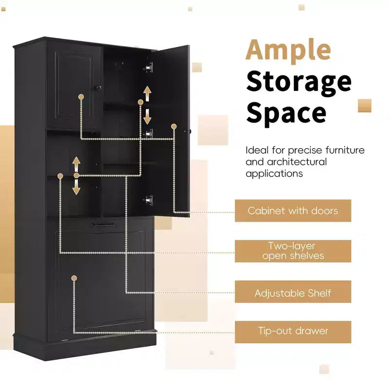 Meuble de Rangement Haut Étagères Réglables Panier Basculant MDF