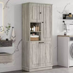 Meuble de Rangement Haut Étagères Réglables Panier Basculant MDF