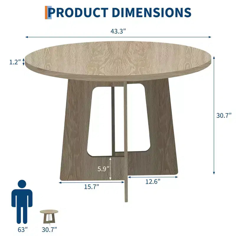 Table de salle à manger ronde en bois Table de cuisine style ferme