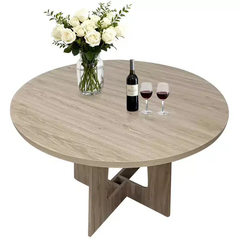 Table de salle à manger ronde en bois Table de cuisine style ferme