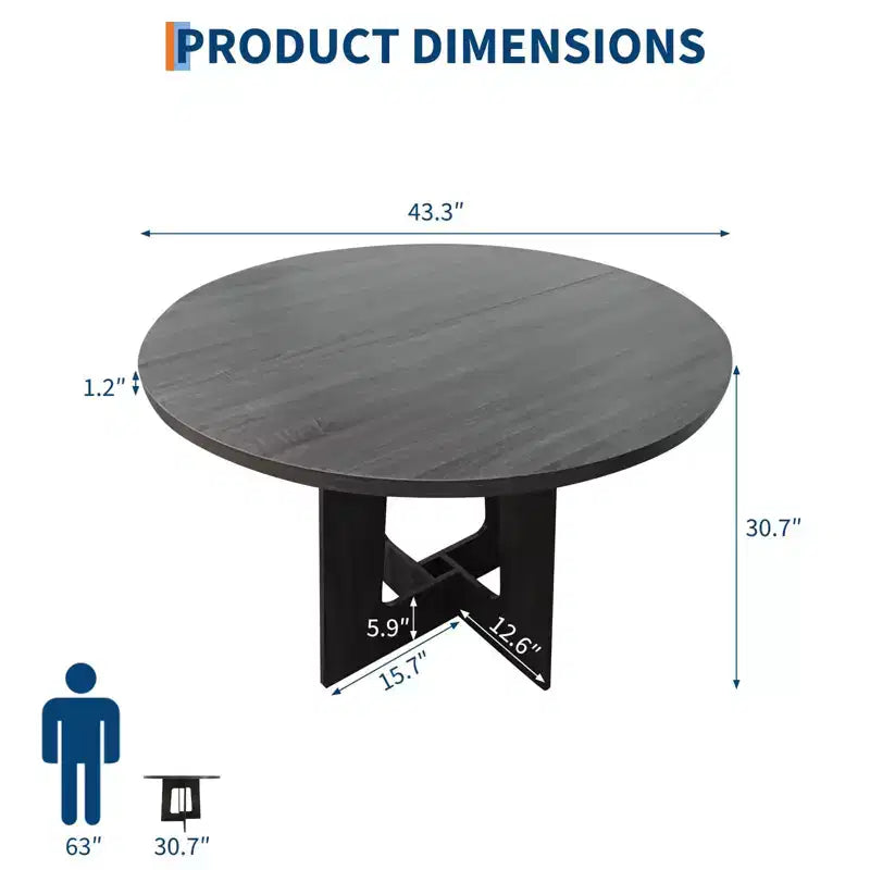 Table de salle à manger ronde en bois Table de cuisine style ferme