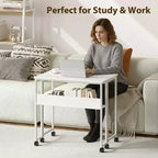 Bureau pliable petit bureau roulant avec étagère de rangement table d'ordinateur pliable