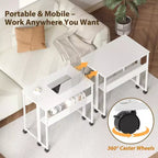Bureau pliable petit bureau roulant avec étagère de rangement table d'ordinateur pliable