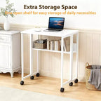 Bureau pliable petit bureau roulant avec étagère de rangement table d'ordinateur pliable