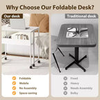 Bureau pliable petit bureau roulant avec étagère de rangement table d'ordinateur pliable