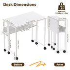 Bureau pliable petit bureau roulant avec étagère de rangement table d'ordinateur pliable