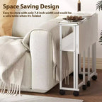 Bureau pliable petit bureau roulant avec étagère de rangement table d'ordinateur pliable