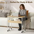 Bureau pliable petit bureau roulant avec étagère de rangement table d'ordinateur pliable
