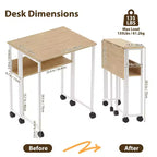 Bureau pliable petit bureau roulant avec étagère de rangement table d'ordinateur pliable