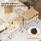 Bureau pliable petit bureau roulant avec étagère de rangement table d'ordinateur pliable