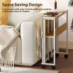Bureau pliable petit bureau roulant avec étagère de rangement table d'ordinateur pliable