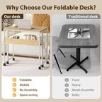 Bureau pliable petit bureau roulant avec étagère de rangement table d'ordinateur pliable