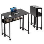 Bureau pliable petit bureau roulant avec étagère de rangement table d'ordinateur pliable
