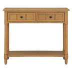 Console traditionnelle avec tiroirs et étagère, table d'entrée en pin de style vintage