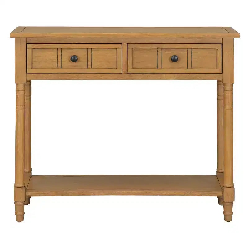 Console traditionnelle avec tiroirs et étagère, table d'entrée en pin de style vintage