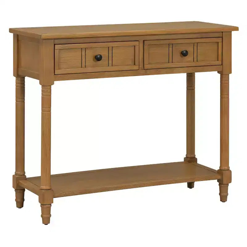 Console traditionnelle avec tiroirs et étagère, table d'entrée en pin de style vintage