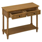 Console traditionnelle avec tiroirs et étagère, table d'entrée en pin de style vintage