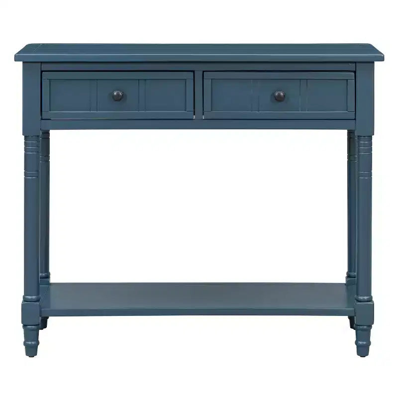 Console traditionnelle avec tiroirs et étagère, table d'entrée en pin de style vintage