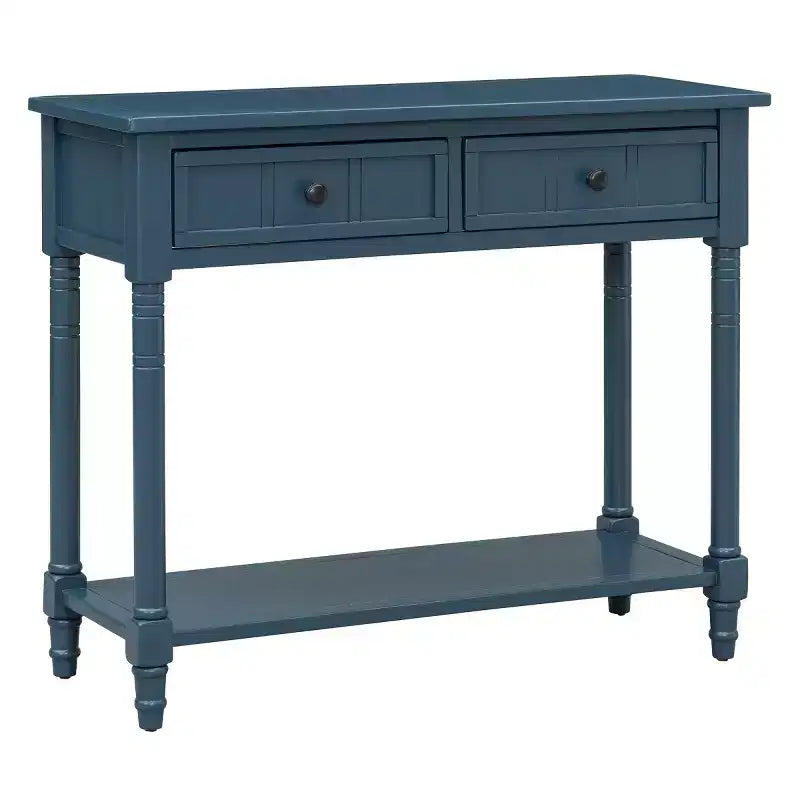 Console traditionnelle avec tiroirs et étagère, table d'entrée en pin de style vintage