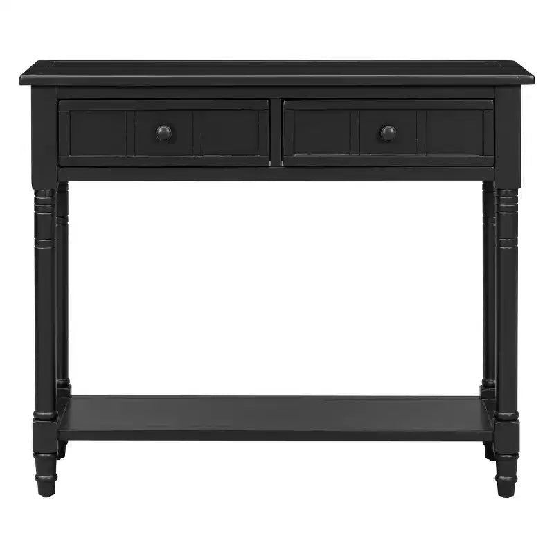 Console traditionnelle avec tiroirs et étagère, table d'entrée en pin de style vintage