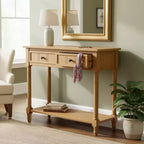 Console traditionnelle avec tiroirs et étagère, table d'entrée en pin de style vintage