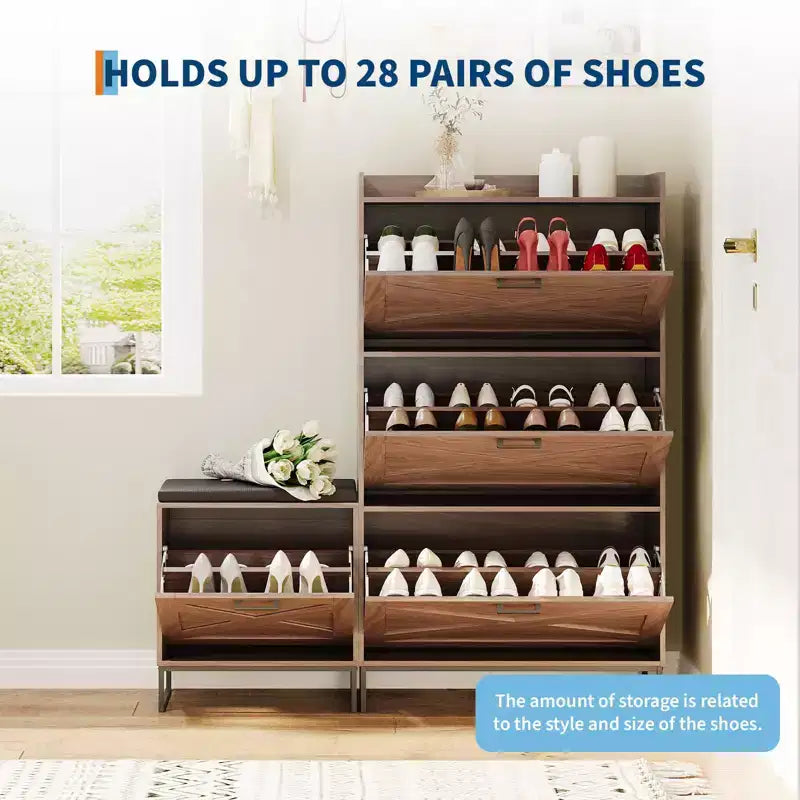 Meuble à Chaussures avec 4 Tiroirs Basculants, Organiseur