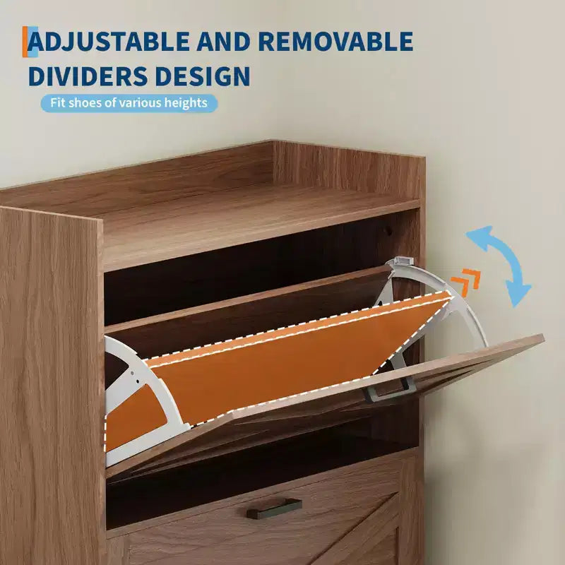 Meuble à Chaussures avec 4 Tiroirs Basculants, Organiseur