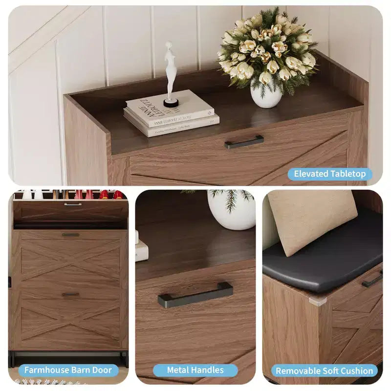Meuble à Chaussures avec 4 Tiroirs Basculants, Organiseur