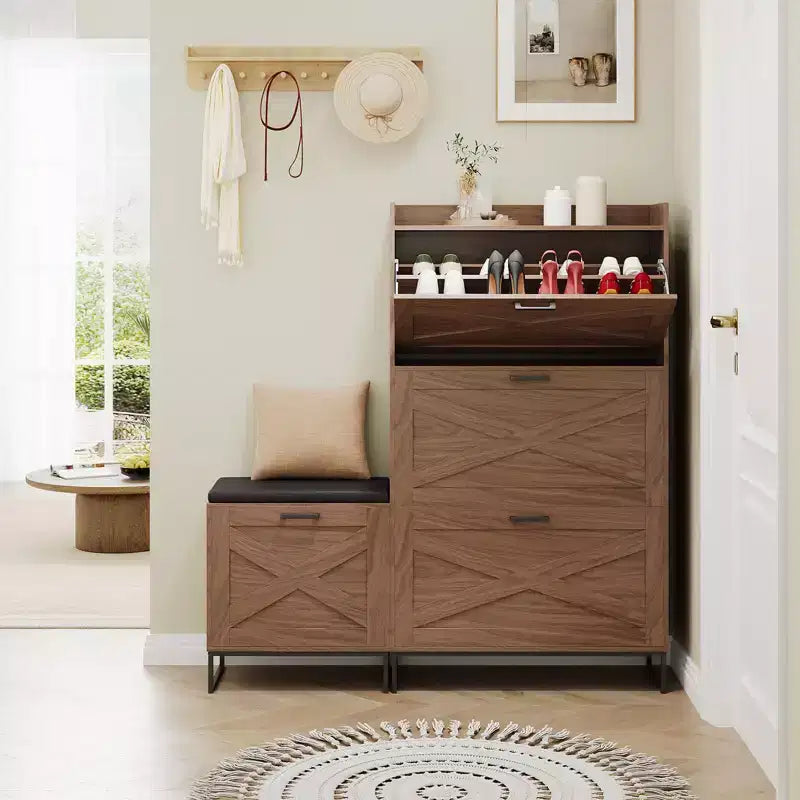 Meuble à Chaussures avec 4 Tiroirs Basculants, Organiseur
