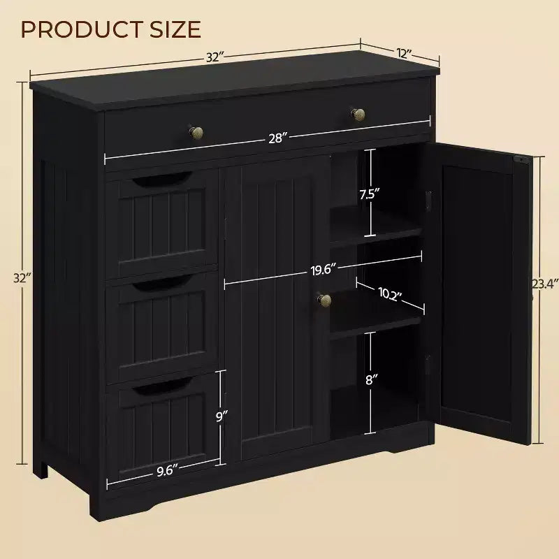 Meuble de rangement de salle de bain en bois, meuble bas