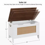 Coffre de rangement Banc de rangement en rotin avec charnière de sécurité, Coffre de rangement à couvercle rabattable
