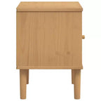 Table de Chevet pour Chambre à Coucher Effet Rotin Bois Massif de Pin, Bois Usiné - Table de Nuit