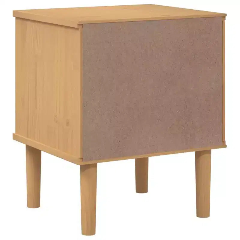 Table de Chevet pour Chambre à Coucher Effet Rotin Bois Massif de Pin, Bois Usiné - Table de Nuit