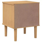 Table de Chevet pour Chambre à Coucher Effet Rotin Bois Massif de Pin, Bois Usiné - Table de Nuit