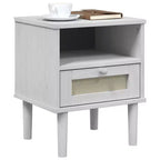 Table de Chevet pour Chambre à Coucher Effet Rotin Bois Massif de Pin, Bois Usiné - Table de Nuit