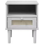 Table de Chevet pour Chambre à Coucher Effet Rotin Bois Massif de Pin, Bois Usiné - Table de Nuit