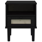 Table de Chevet pour Chambre à Coucher Effet Rotin Bois Massif de Pin, Bois Usiné - Table de Nuit