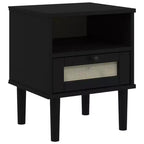 Table de Chevet pour Chambre à Coucher Effet Rotin Bois Massif de Pin, Bois Usiné - Table de Nuit