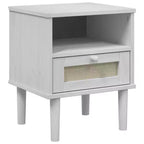Table de Chevet pour Chambre à Coucher Effet Rotin Bois Massif de Pin, Bois Usiné - Table de Nuit